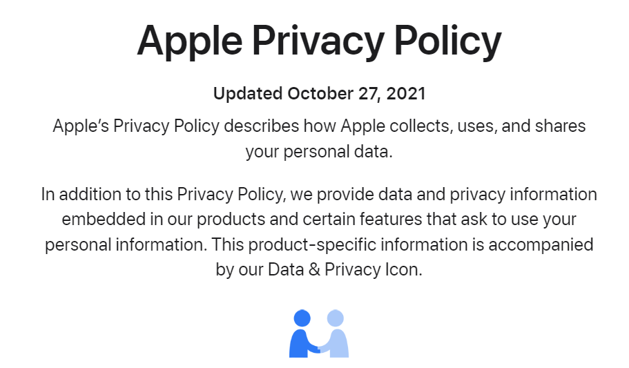 Example of Apple's privacy policy